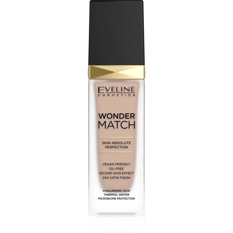 Eveline Cosmetics Wonder Match μακράς διαρκείας ρευστό μεικ απ με υαλουρονικό οξύ απόχρωση 35 Sunny Μπεζ 30 ml