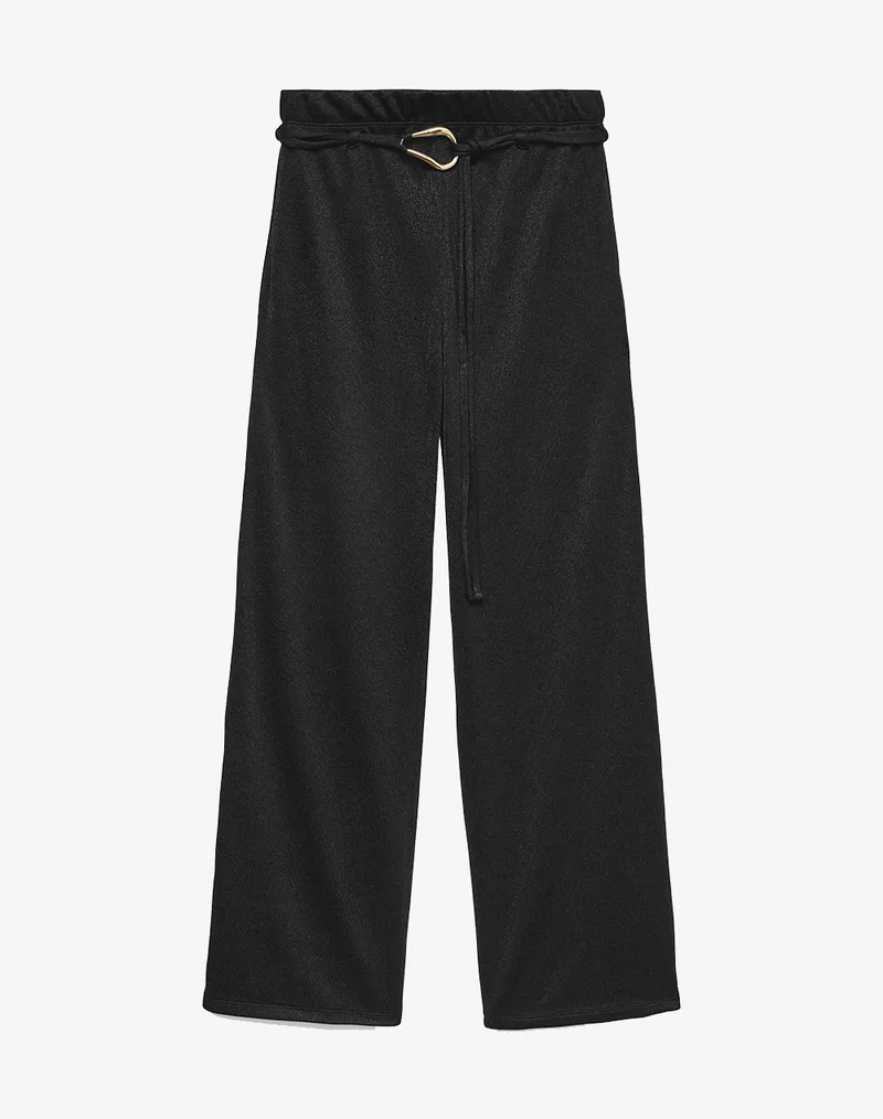 VERO MODA VMLOUISA HW WIDE PANT JRS GA 10336211-BlackSOLID Black