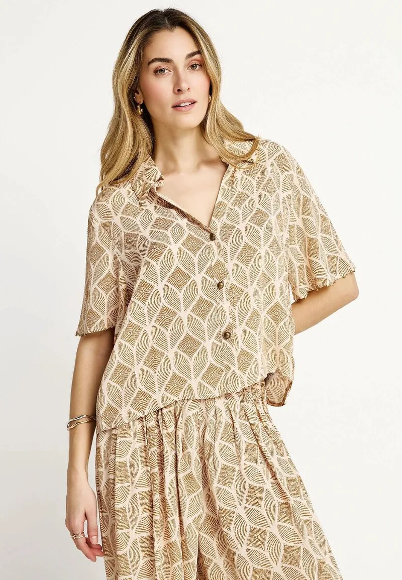 Funky Buddha Γυναικείο Casual Πουκάμισο FBL013-102-05 Μπέζ