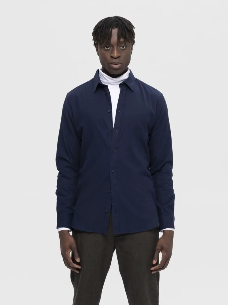Selected Owen Ανδρικό Flannel Overshirt Πουκάμισο 16091358 Σκούρο Μπλέ