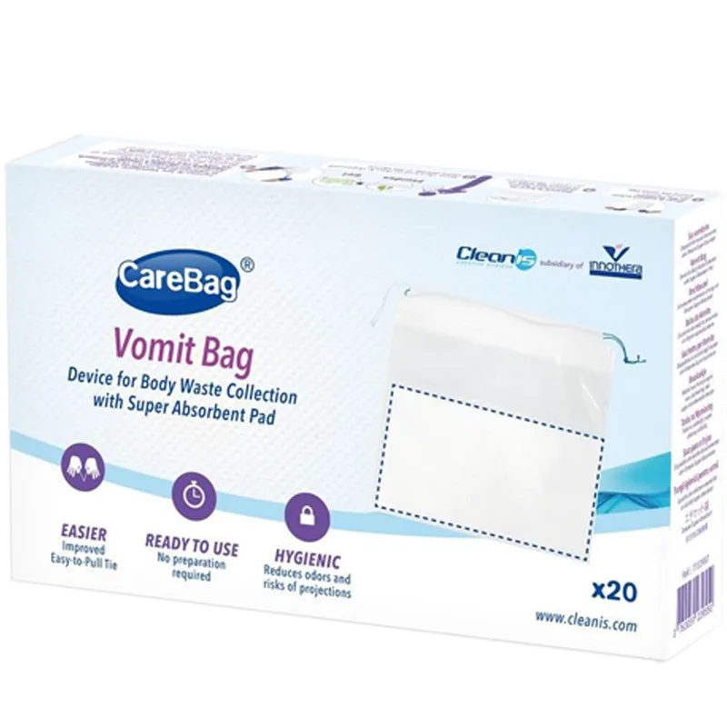 CareBag Vomit Bag Σακούλες Εμετού με Ειδική Απορροφητική Επιφάνεια που Περιορίζουν τις Διαρροές & τις Οσμές 20 Τεμάχια