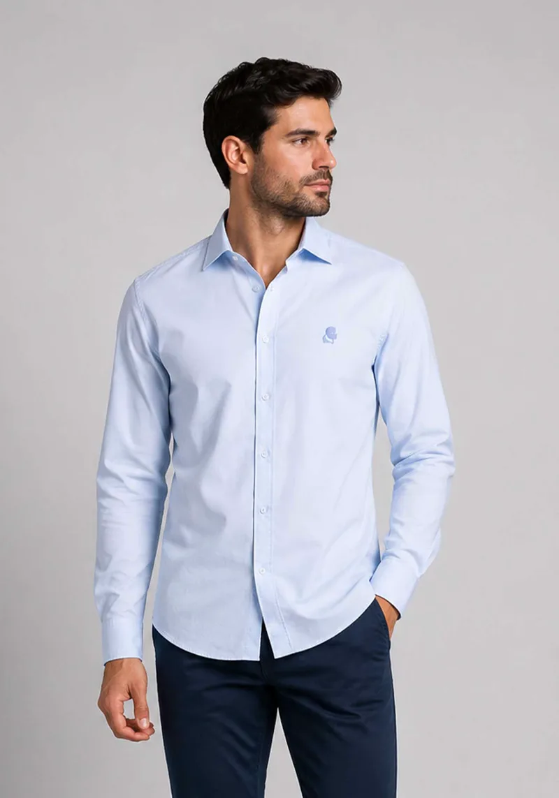 Karl Lagerfeld Πουκάμισο Iconic - 605192 563784 620 Light Blue