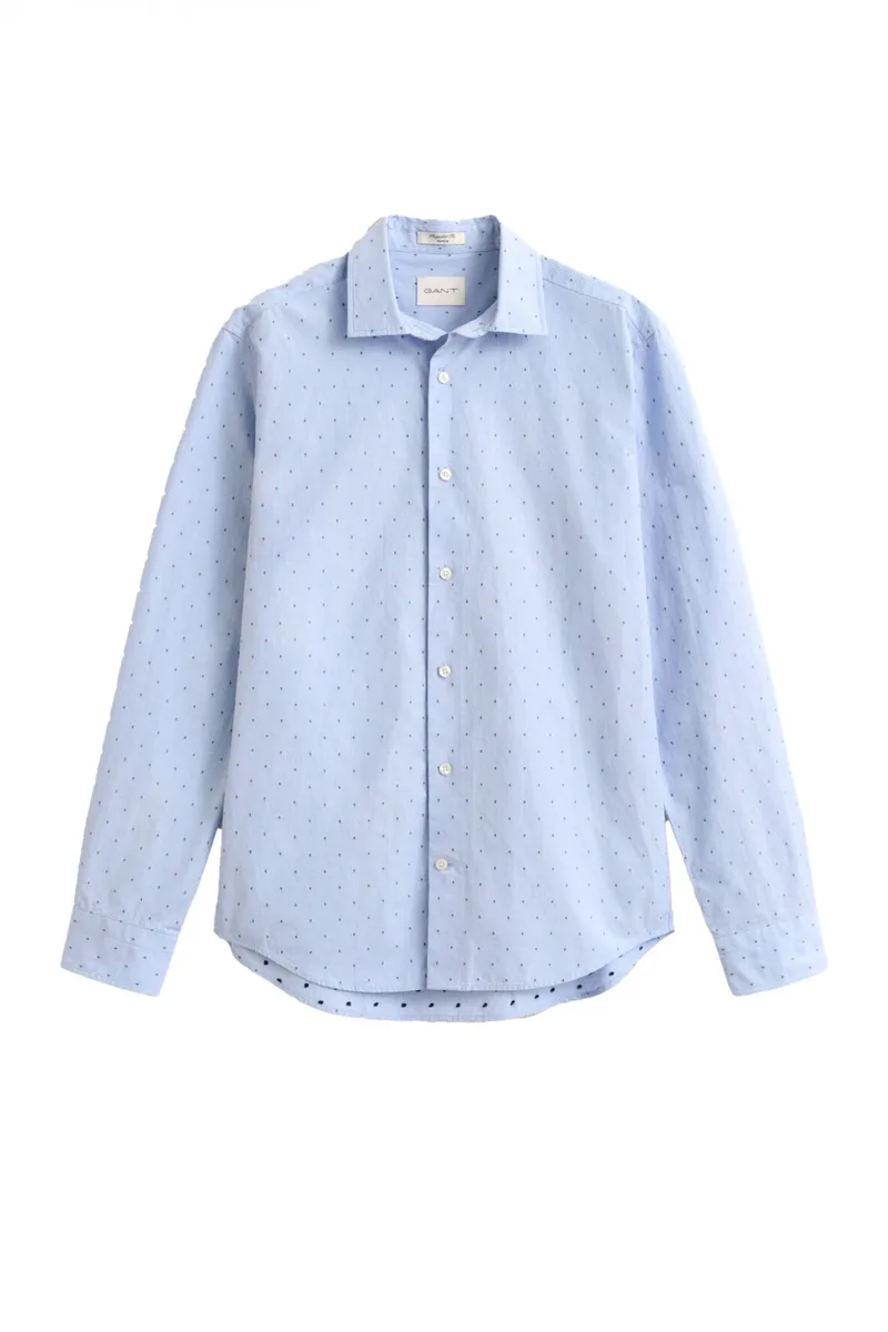 GANT ΠΟΥΚΑΜΙΣΟ REGULAR FIT ΜΙΚΡΟΣΧΕΔΙΟ ΡΙΓΕ ΓΑΛΑΖΙΟ