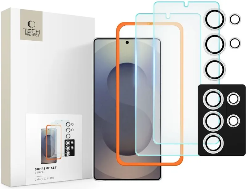Tempered Glass Samsung Galaxy S25 Ultra Tech-Protect Supreme Set με 2 x Αντιχαρακτικά Γυαλιά Προστασίας Οθόνης και 1 x Κάμερας - Clear (5906302322343)