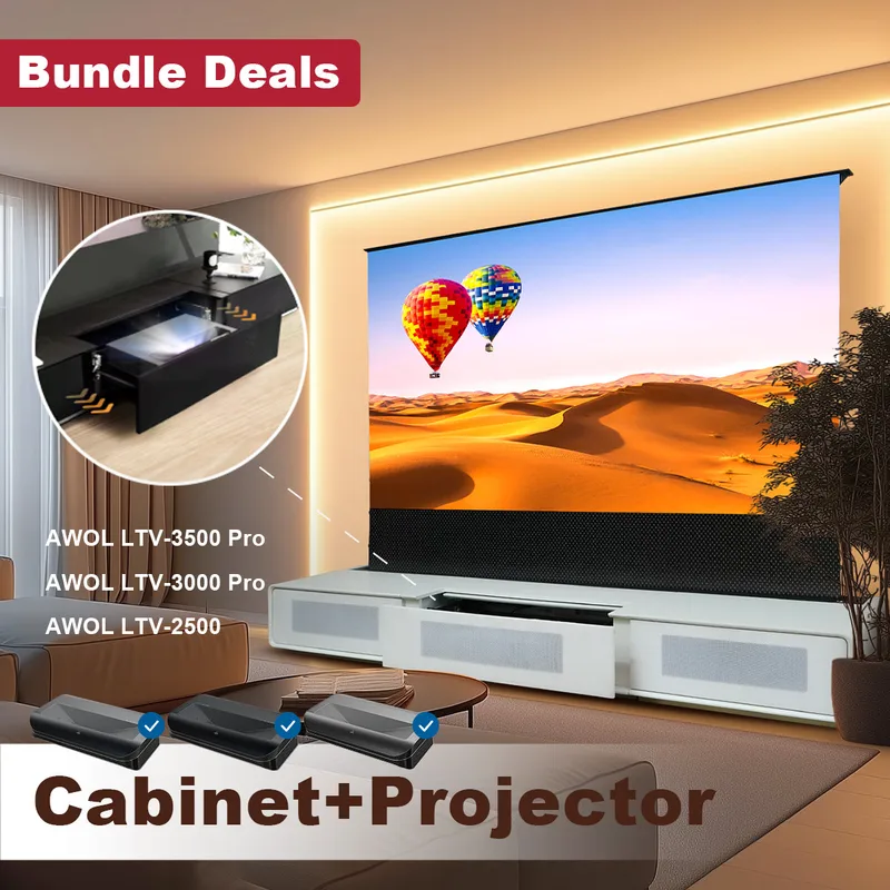 Shore Ultra Short Throw Laser Projector Cabinet + AWOL VISION 3D RGB LTV Bundle(Pre-Assembled)