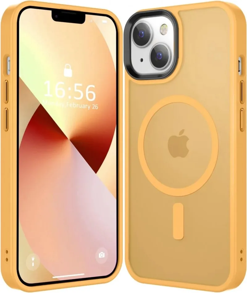 HappyCase Ημιδιάφανη Σκληρή Θήκη MagSafe - Apple iPhone 15 Plus - Matte Πορτοκαλί (8719246415241)