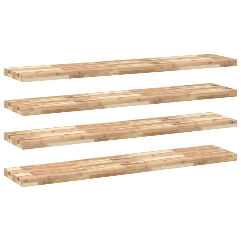 vidaXL Ράφια Πλωτά 4 τεμ. 120x30x4 εκ. από Μασίφ Ξύλο Ακακίας