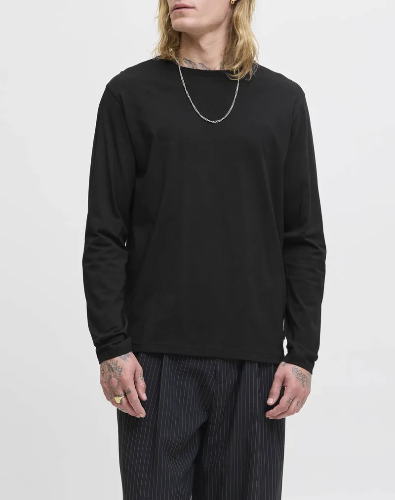 JACK&JONES JJEORGANIC BASIC TEE LS O-NECK NOOS 12279538-BLACK Black
