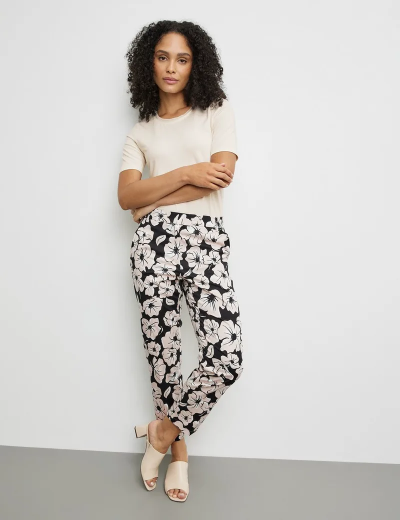 Gerry Weber Παντελόνι Floral σε Ασπρόμαυρο