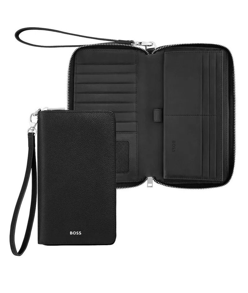 BOSS Πορτοφόλι Ταξιδίου από δέρμα Black HLL518A