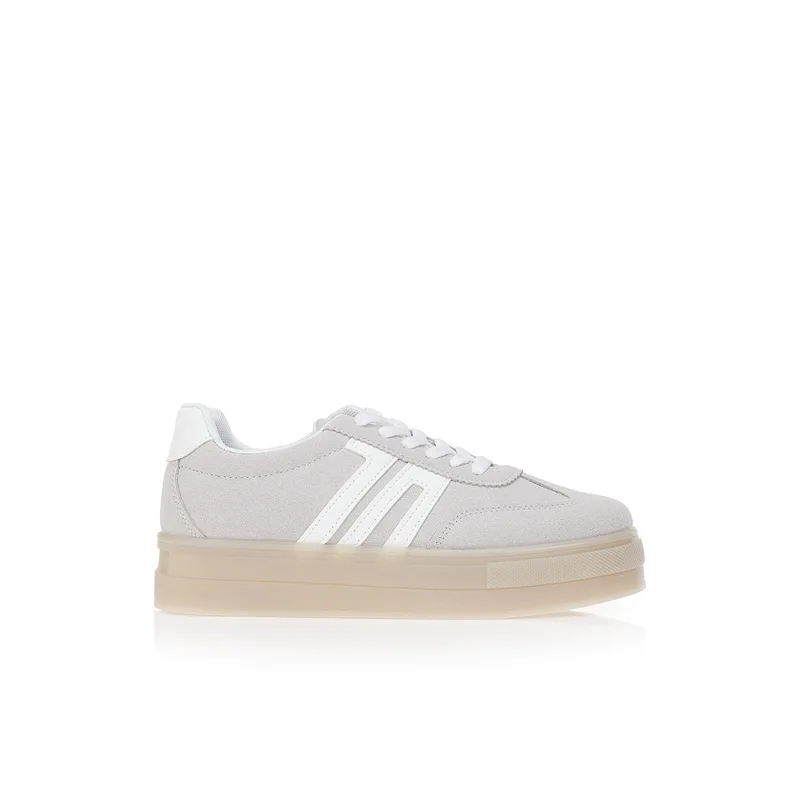 Sneakers σουέτ και λευκές ρίγες ΓΚΡΙ