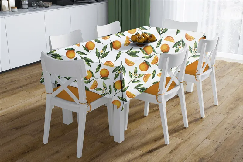 Καρέ Αλέκιαστο Road Oranges 474 90X90 White-Πορτοκαλί 70/30 Cott/Pol