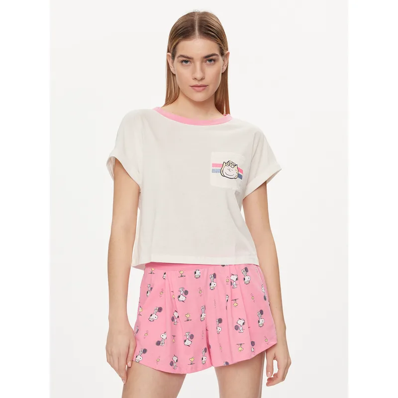 United Colors Of Benetton Μπλούζα πιτζάμας 30963M05O Εκρού Regular Fit