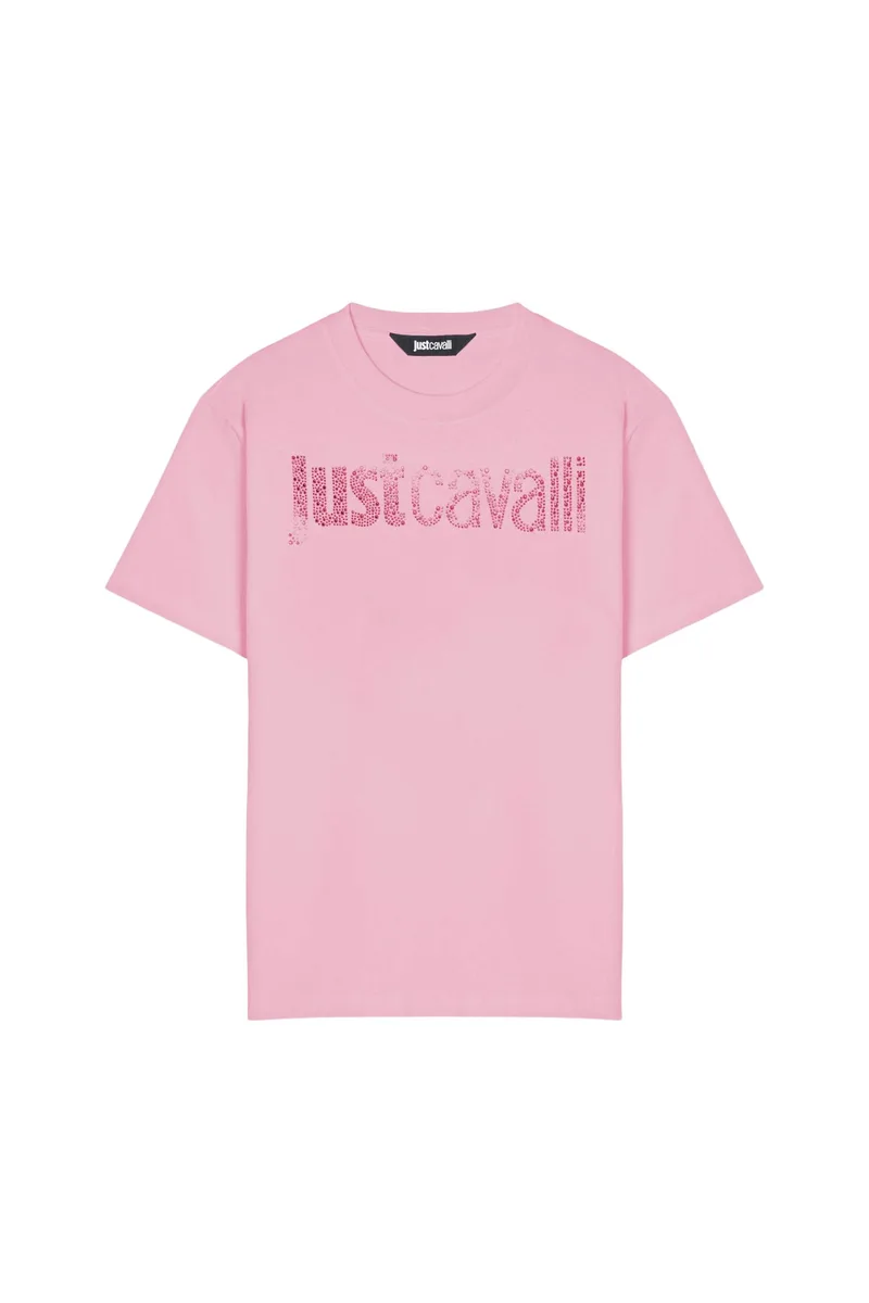 Just Cavalli γυναικείο T-shirt με στρας - 80PAHE21CJ110 Ροζ