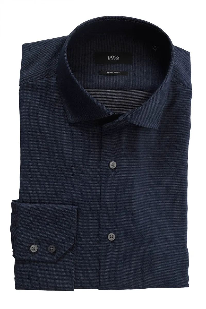 BOSS ΠΟΥΚΑΜΙΣΟ GORDON REGULAR FIT ΜΙΚΡΟΣΧΕΔΙΟ ΜΠΛΕ