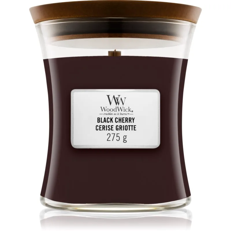 Woodwick Black Cherry αρωματικό κερί με ξύλινο φιτίλι 275 γρ
