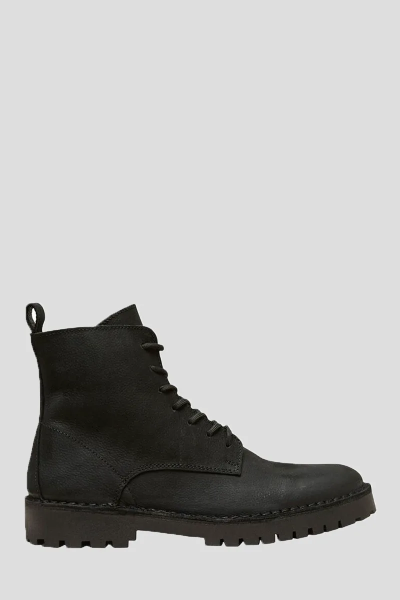SELECTED HOMME Ανδρικό Μαύρο Lace Up Forest Boots