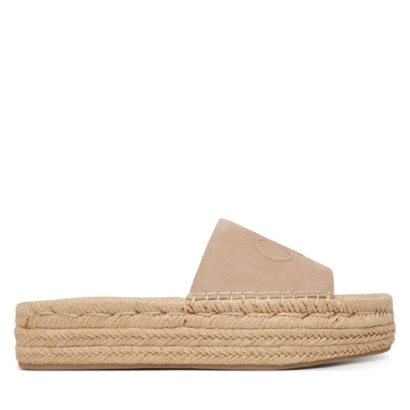 Εσπαντρίγιες Calvin Klein Flatf Espa Mule Nub Mg HW0HW02890 Μπεζ