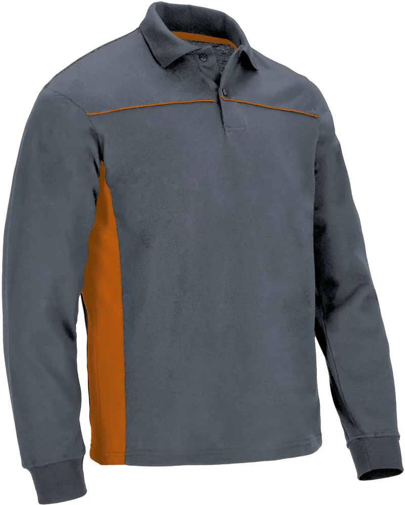 Μακρυμάνικο Polo Shirt THUNDER Valento POVATHLGN Cement Grey-Party Πορτοκαλί