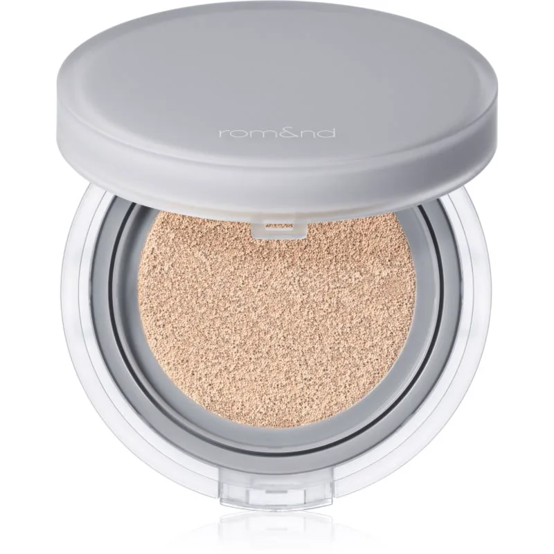 rom&nd Nu Zero Cushion ελαφρύ προστατευτικό μεικαπ σε σφουγγαράκι για λαμπρή επιδερμίδα απόχρωση 02 Pure 21 15 γρ