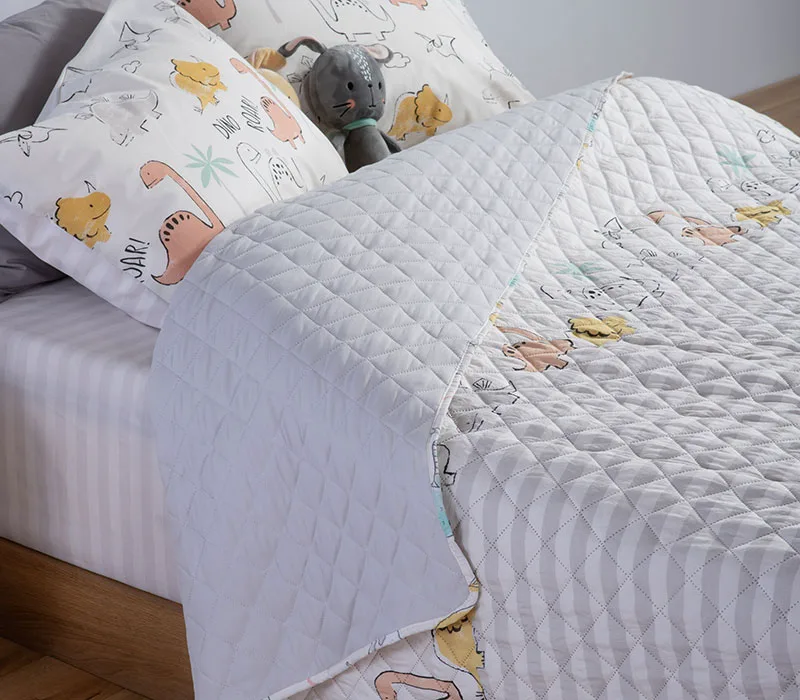 Παιδικό Κουβερλί Μονό 180x240 Nef-Nef Homeware Dinosaur Art Ecru/Grey