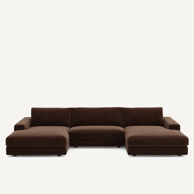 Καναπές 5 θέσεων από βελούδινο chenille Μ173xΠ370xΥ78cm