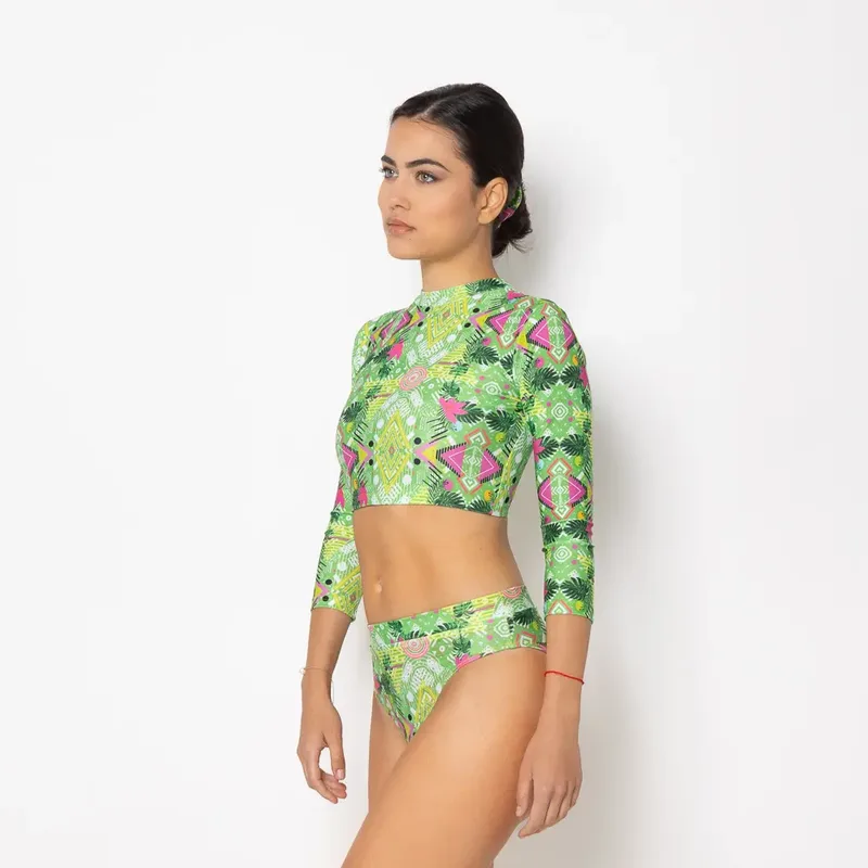 Women's Long Sleeve Crop Top Bikini Revolva