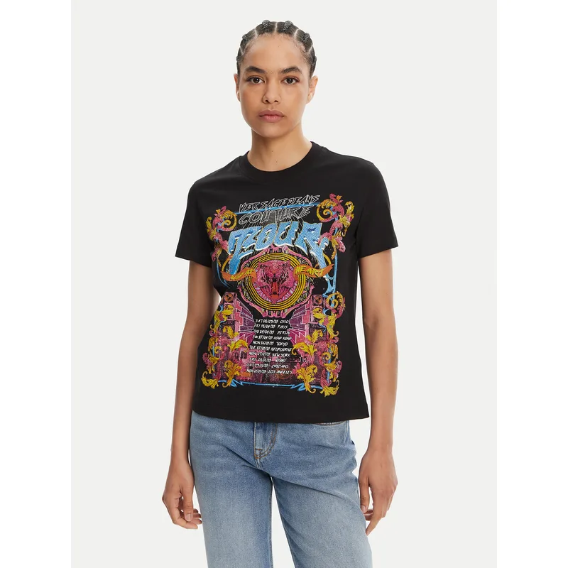 Versace Jeans Couture T-Shirt 78HAHC03 Μαύρο Regular Fit