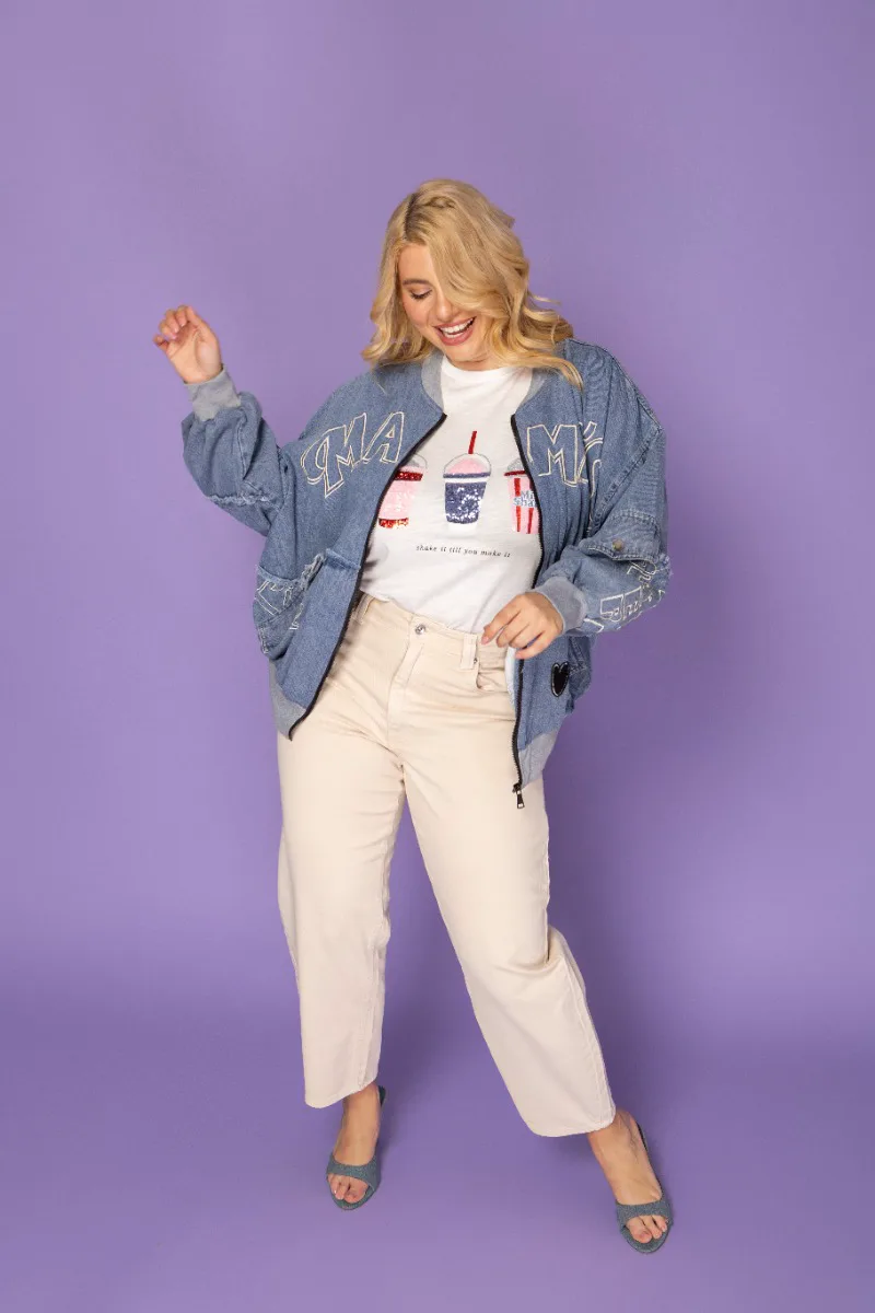 Παντελόνι Jean high-waist barrel σε εκρού χρώμα