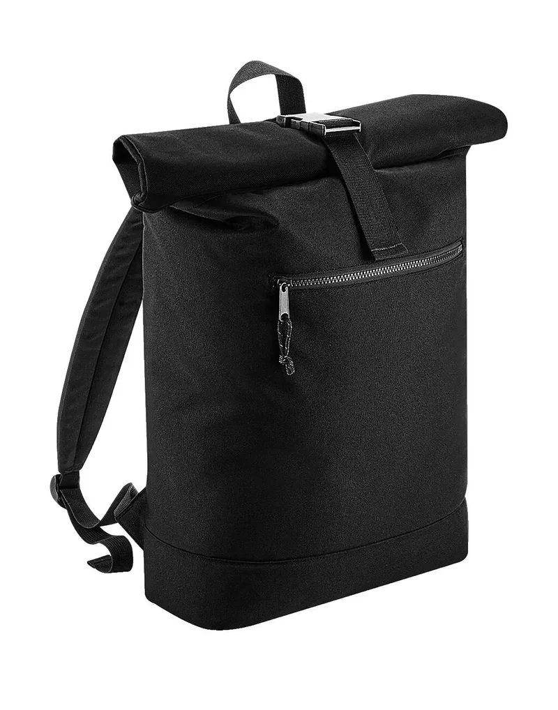 Recycled Roll-Top Backpack Bag Base BG286 Black