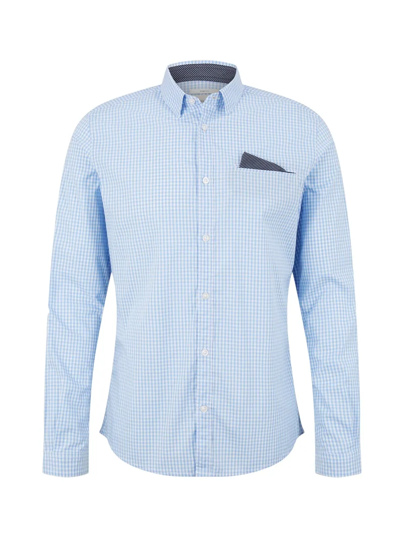 Ανδρικό Πουκάμισο Καρό Tom Tailor Fitted Smart Shirt 1032344-24469 Σιέλ