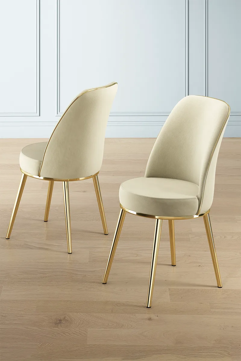Σετ Καρέκλας (4 Τεμάχια) Pefa - Cream, Χρυσό 240Chr1554 (45x91x42)
