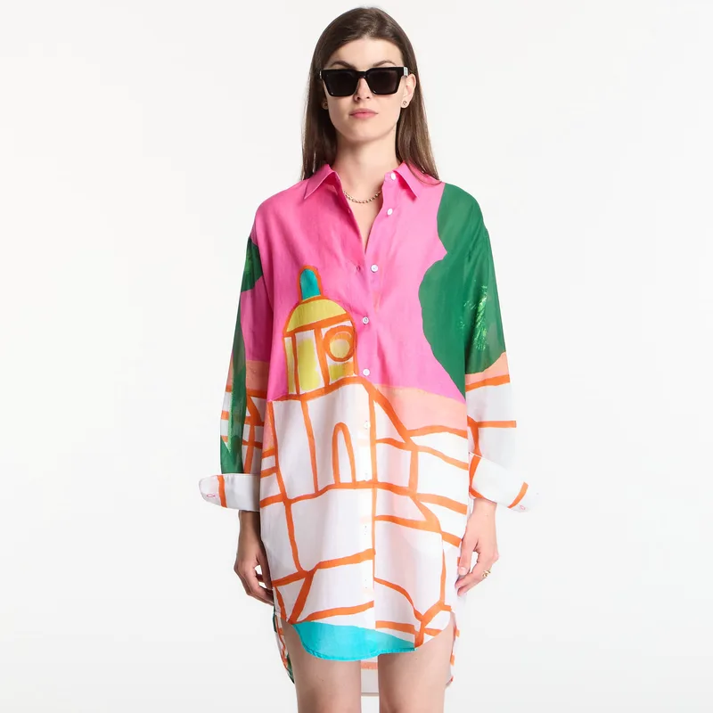Φόρεμα Michael Kors X Christina Zimpel St Tropez Shirt Dress White XS