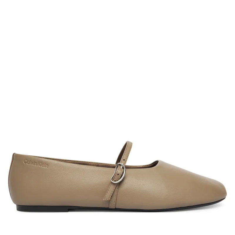 Μπαλαρίνες Calvin Klein Oblique Ballerina Mj Lth Hdw HW0HW02847 Καφέ