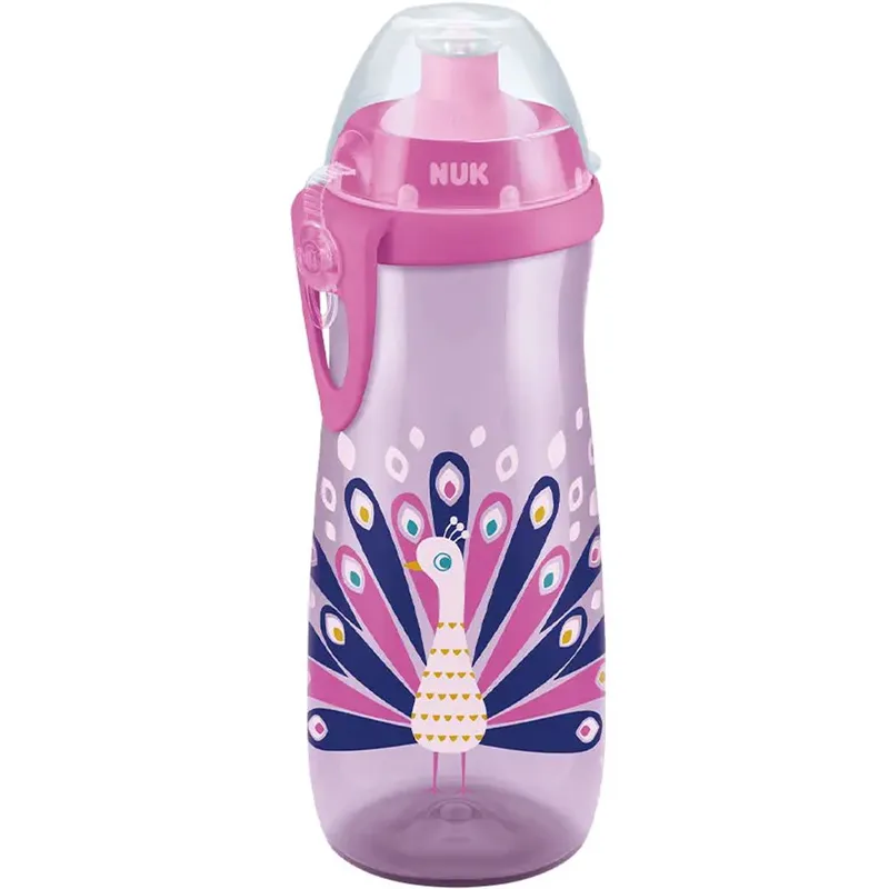 Nuk First Choice Sports Cup 24m+ Παιδικό Παγουράκι που Αλλάζει Χρώμα με Ελαφρά Τριβή ή Ζεστό Υγρό με Καπάκι Push-Pull 450ml - Peacock