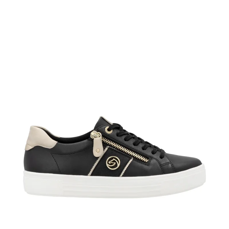 Remonte D0919-03 Ανατομικό Δερμάτινο Sneaker Μαύρο