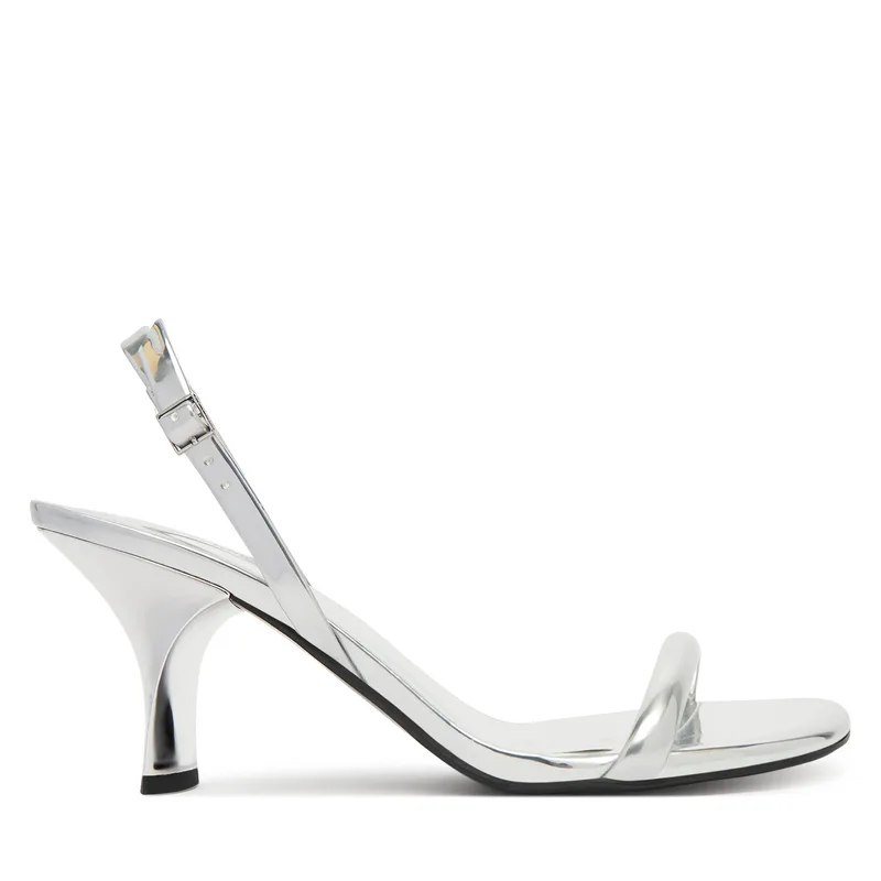 Σανδάλια Calvin Klein Sculpt Kitt Heel Strappy Lth Met HW0HW02709 Ασημί