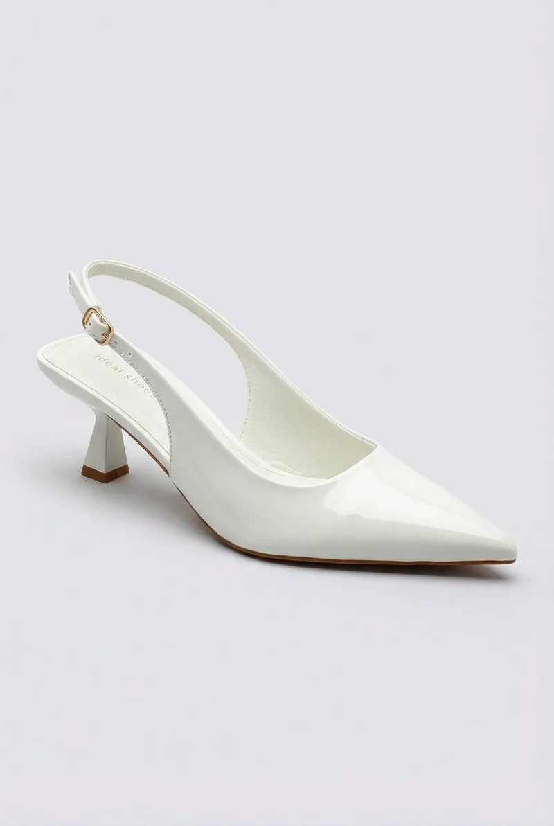 Ideal shoes Slingback Pumps - 5552 - White Patent