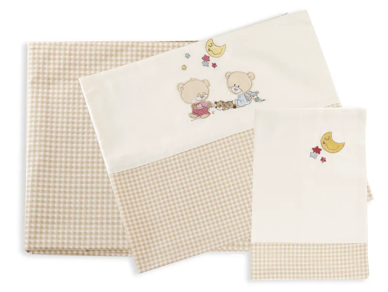 Σετ Σεντόνια Κούνιας Dimcol Happy Bears 22 Εκρου/Μπεζ 120x170