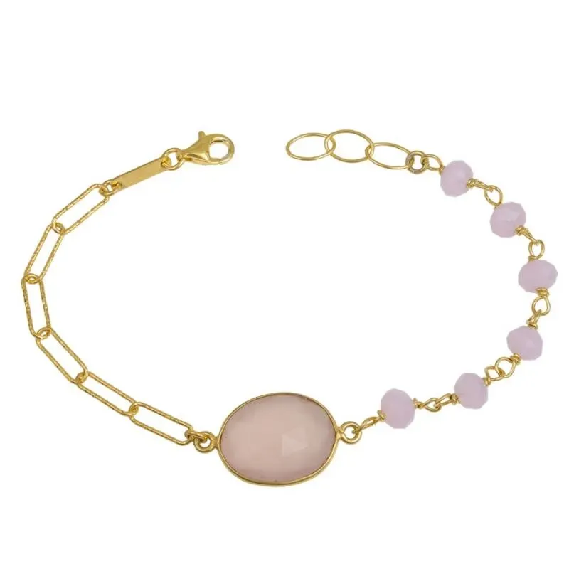 Γυναικείο επίχρυσο βραχιόλι 925 Ροζ Quartz 042289 042289 Ασήμι