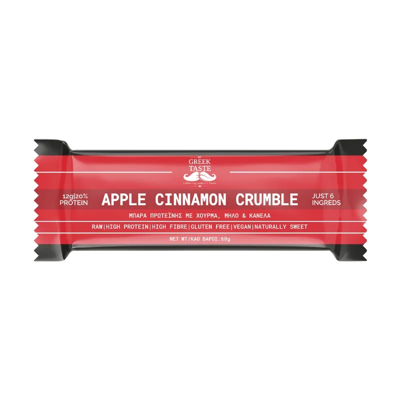 Apple Cinnamon Crumble No guilt Protein Dessert - myGreekTaste - 60gr Ελλάδα High Protein High Fibre Gluten Free Lactose Free Vegan Naturally Sweetened Palm Oil Free