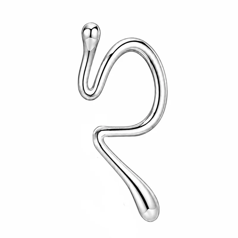 Jt Μίνιμαλ Ατσάλινο Sculptural Ear Cuff Σκουλαρίκι Ασημί