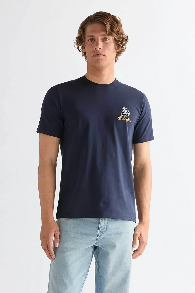 Wrangler® ανδρικό T-shirt με κέντημα Regular Fit - 112377986 Μπλε Σκούρο