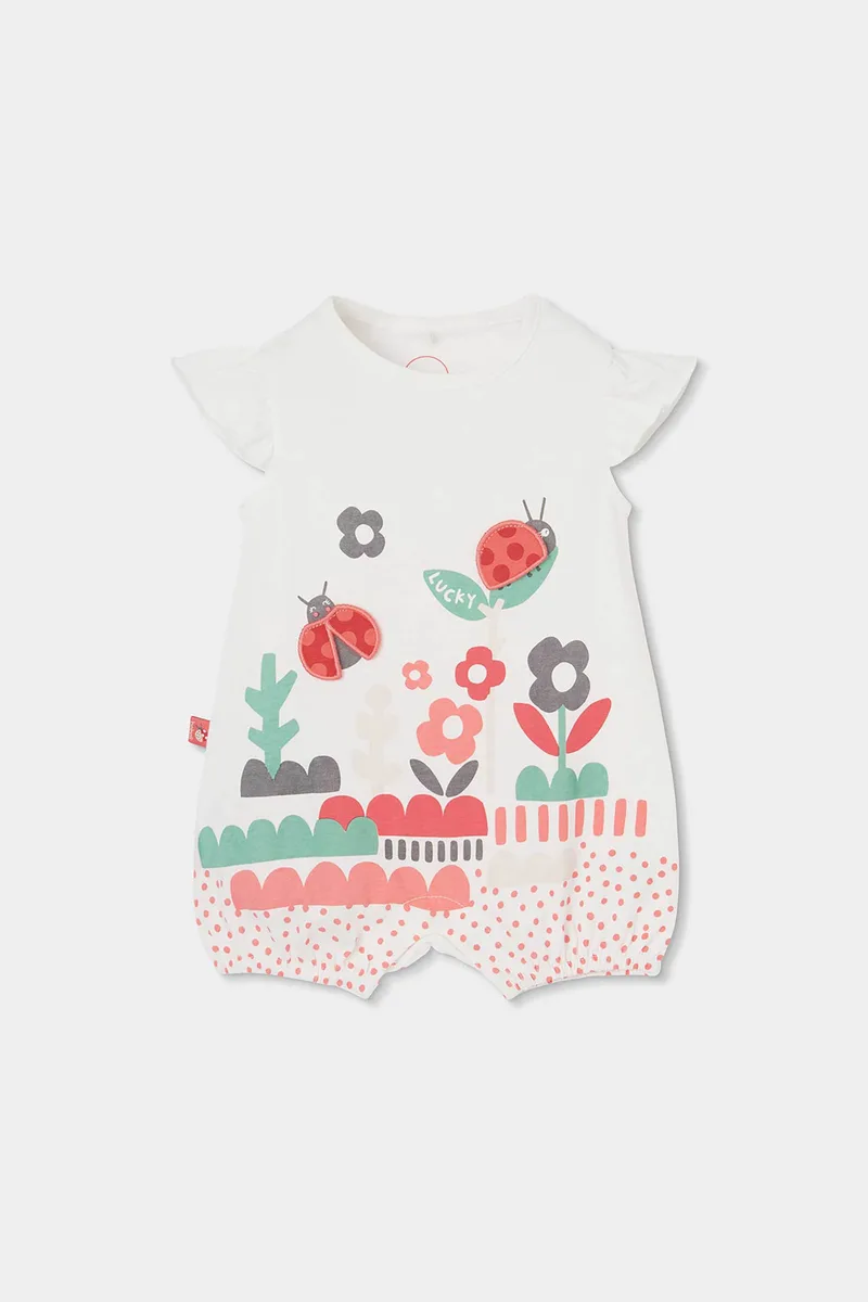 Boboli βρεφικό φορμάκι με floral σχέδιο - 113027 Λευκό