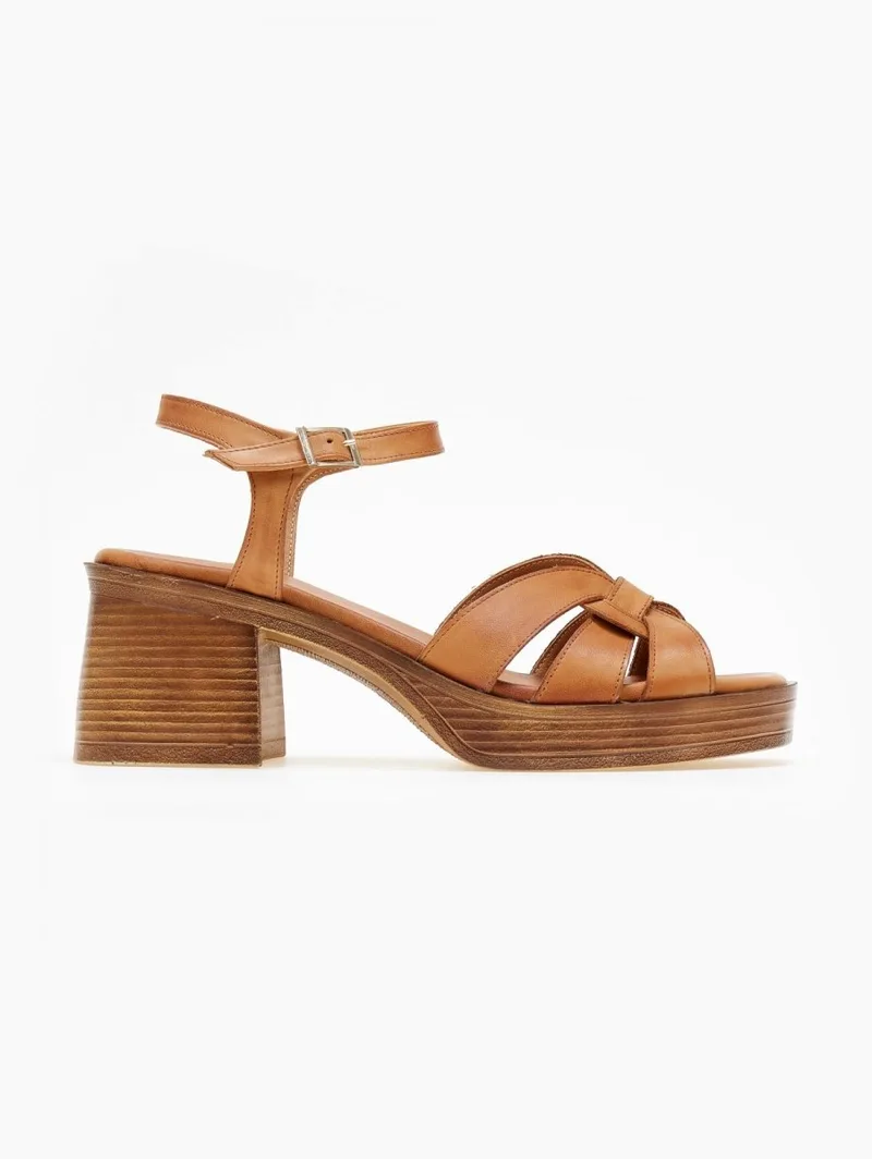 TFP Leather Strappy Sandals - Λ919 - Tan