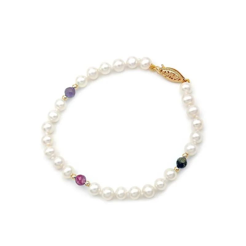 TBS Creations Βραχιόλι με μαργαριτάρια Fresh Water Pearl από χρυσό 14 καρατίων BSB114463