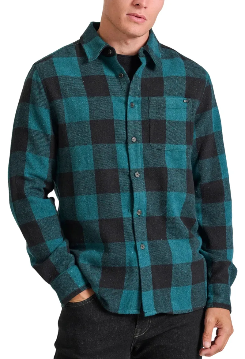 Πουκάμισο Μακρυμάνικο Funky Buddha Flannel Καρό FBM010-055-05-GREEN Ανδρικό