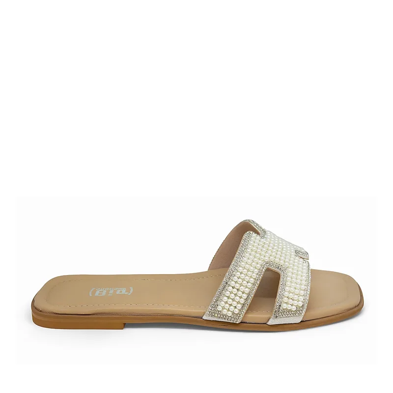 Bigshoes GA0210-04 Δερμάτινη Παντόφλα Πέρλα
