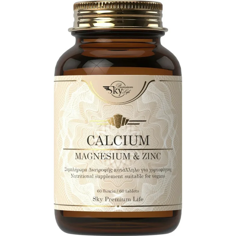 Sky Premium Life Calcium, Magnesium & Zinc Συμπλήρωμα Διατροφής Ασβεστίου, Μαγνησίου & Ψευδάργυρου για Γερά & Δυνατά Οστά & Δόντια 60tabs