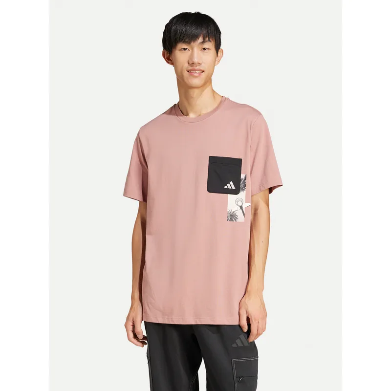 adidas T-Shirt Lens Elevated Pocket Graphic JJ3927 Ροζ Loose Fit